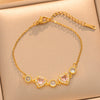 Women's Heart Shaped Real Gold Plated Titanium Steel Bracelet With Love Pattern And Diamond Accented Look