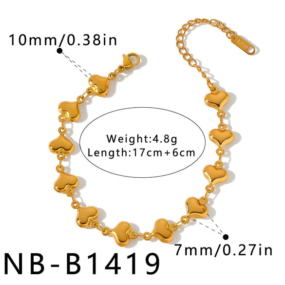 Women's Heart Shaped Shell Pattern Stainless Steel Bracelet With 18K Gold Vacuum Plating And Geometric Light Luxury Style