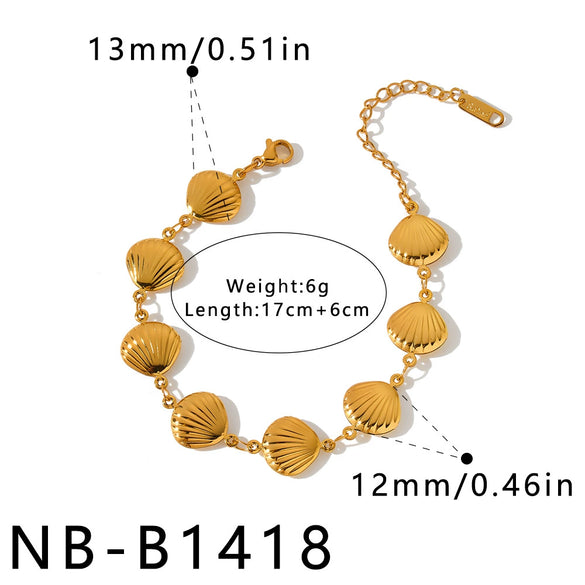 Women's Heart Shaped Shell Pattern Stainless Steel Bracelet With 18K Gold Vacuum Plating And Geometric Light Luxury Style