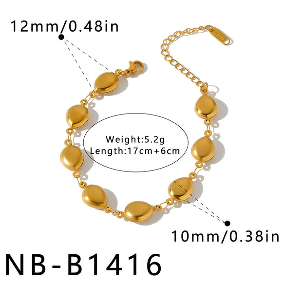 Women's Heart Shaped Shell Pattern Stainless Steel Bracelet With 18K Gold Vacuum Plating And Geometric Light Luxury Style