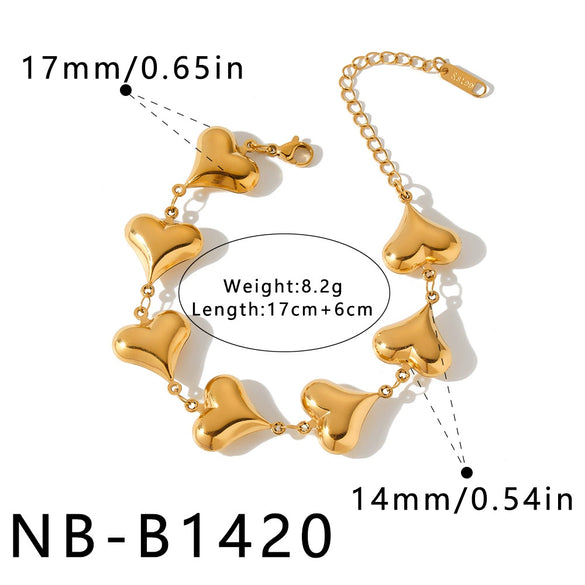 Women's Heart Shaped Shell Pattern Stainless Steel Bracelet With 18K Gold Vacuum Plating And Geometric Light Luxury Style