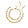 Women's Heart Shaped Stainless Steel Bracelet With 18K Vacuum Plating And Zircon Inlay Elegant Geometric Fashion Jewelry