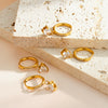 Women's Heart Shaped Stainless Steel Earrings With Zircon Rhinestone Design And 18K Gold Vacuum Plated Finish