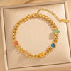 Women’s Heart Shaped Titanium Steel Necklace And Bracelet With Zircon Accents And Vacuum Plated Light Luxury Finish