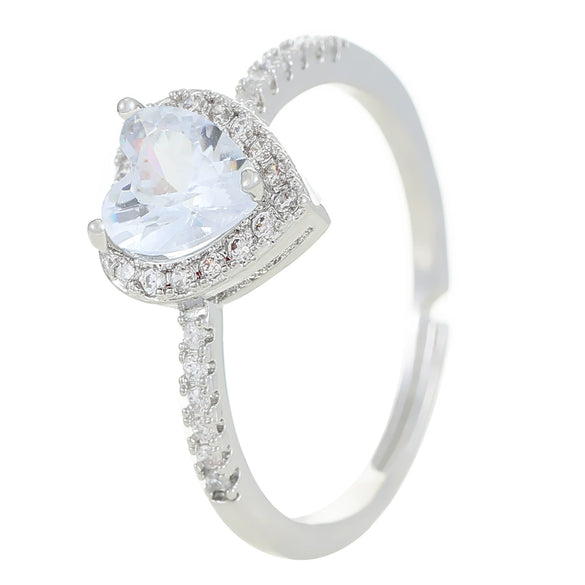 Women's Heartshaped Copper Ring Set With Diamonds