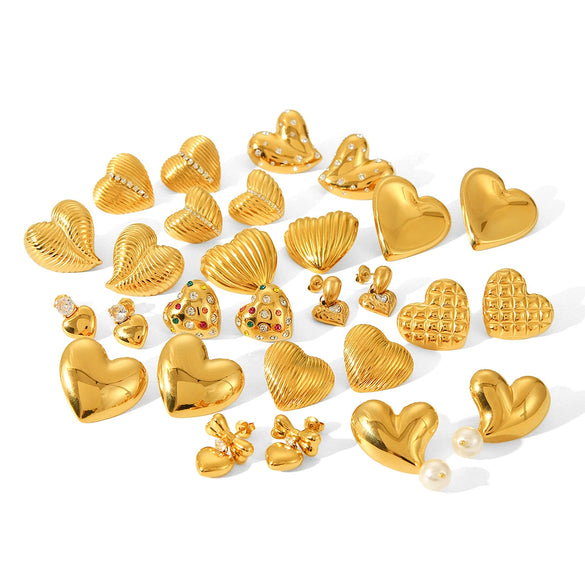 Women's Heartshaped Geometric Stainless Steel Electroplated Earrings