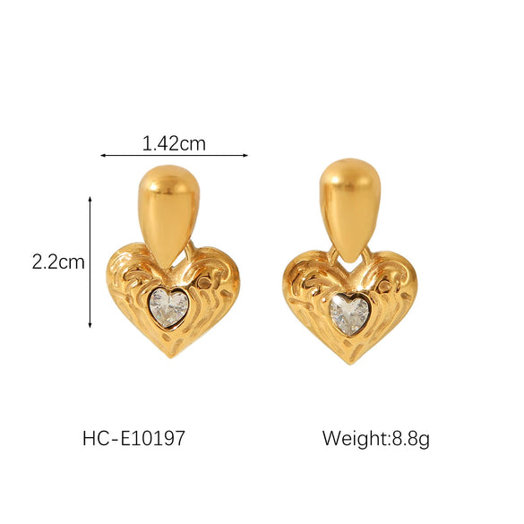Women's Heartshaped Geometric Stainless Steel Electroplated Earrings
