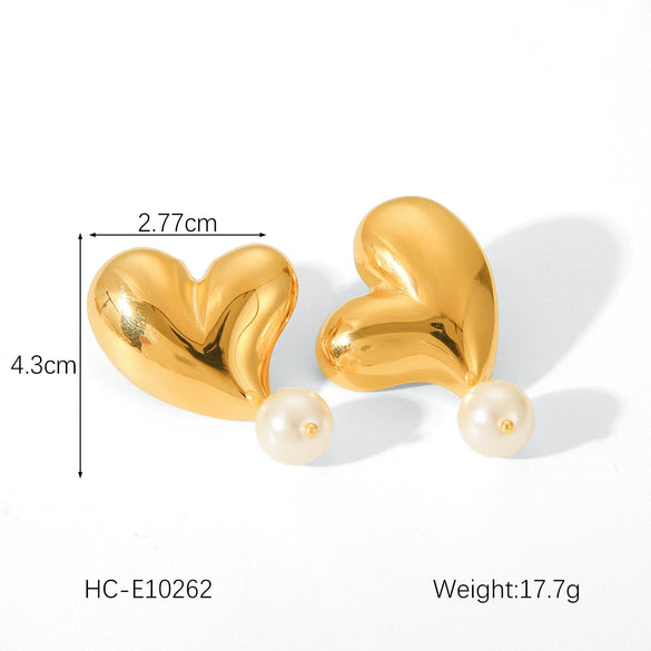 Women's Heartshaped Geometric Stainless Steel Electroplated Earrings