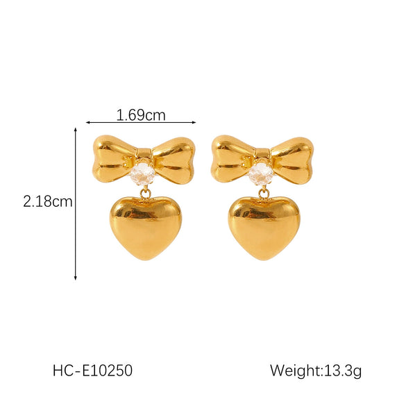 Women's Heartshaped Geometric Stainless Steel Electroplated Earrings
