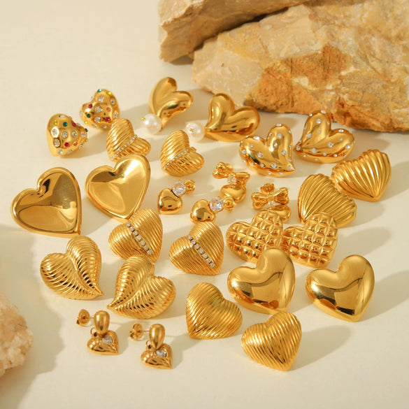 Women's Heartshaped Geometric Stainless Steel Electroplated Earrings