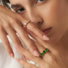 Women's Heartshaped Geometric Stainless Steel Open Ring With Zircon Accent And 18K Vacuum Plated Nonfading Finish