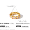 Women's Heartshaped Geometric Stainless Steel Open Ring With Zircon Accent And 18K Vacuum Plated Nonfading Finish