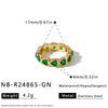 Women's Heartshaped Geometric Stainless Steel Open Ring With Zircon Accent And 18K Vacuum Plated Nonfading Finish