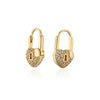 Women's Heartshaped Lock Earrings Brass Microinlaid Zircon Real Gold Plated Colorpreserving