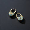Women's Heartshaped Lock Earrings Brass Microinlaid Zircon Real Gold Plated Colorpreserving