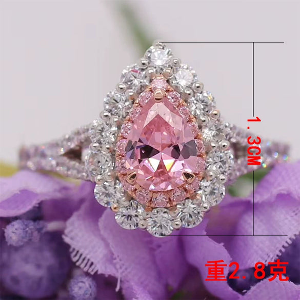 Women's Heartshaped Pink And Red Tourmaline Copper Ring With Colorful Gemstone Design And Electroplated Finish