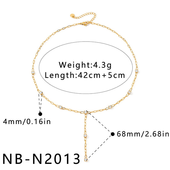 Women's Heartshaped Teardrop Stainless Steel Necklace With 18K Gold Plating And Cubic Zirconia