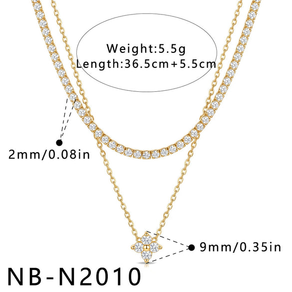 Women's Heartshaped Teardrop Stainless Steel Necklace With 18K Gold Plating And Cubic Zirconia