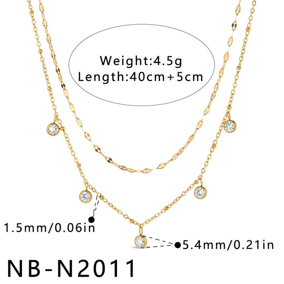 Women's Heartshaped Teardrop Stainless Steel Necklace With 18K Gold Plating And Cubic Zirconia