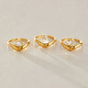 Women's Heartshaped Zirconia Stainless Steel Ring Set With Vacuum Pvd Gold Plating And Geometric Design
