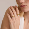 Women's Heartshaped Zirconia Stainless Steel Ring Set With Vacuum Pvd Gold Plating And Geometric Design