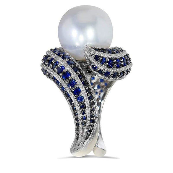 Women's Heavyduty Specialshaped Ring Copper Imitation Pearl Geometric Zirconia Highend Style