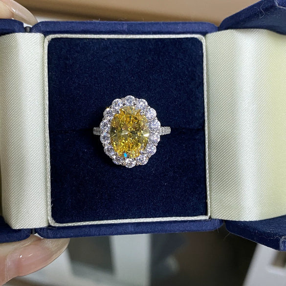 Women's High Carbon Diamond Ring S925 Sterling Silver With Flower Pattern Electroplated Jewelry