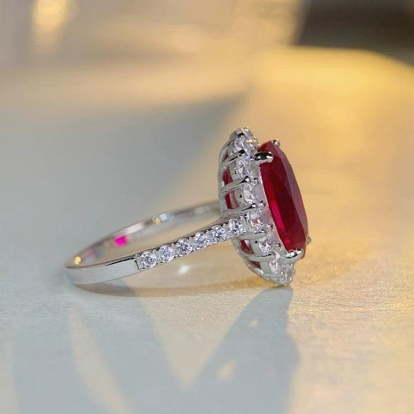 Women's High Carbon Diamond Ring S925 Sterling Silver With Flower Pattern Electroplated Jewelry