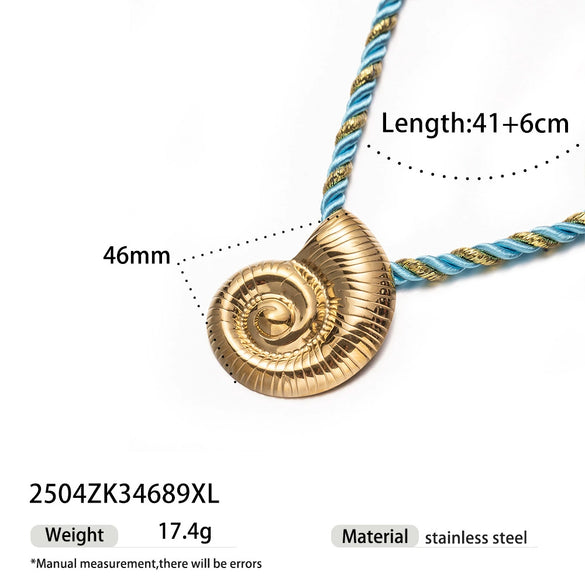 Women's High Color 18K Gold Plated Titanium Steel Conch Sea Star Shell Thick Rope Necklace Fashion Jewelry
