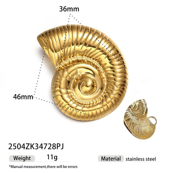 Women's High Color 18K Gold Plated Titanium Steel Conch Sea Star Shell Thick Rope Necklace Fashion Jewelry