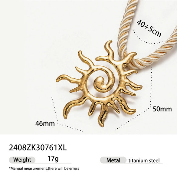Women's High Color 18K Gold Plated Titanium Steel Conch Sea Star Shell Thick Rope Necklace Fashion Jewelry