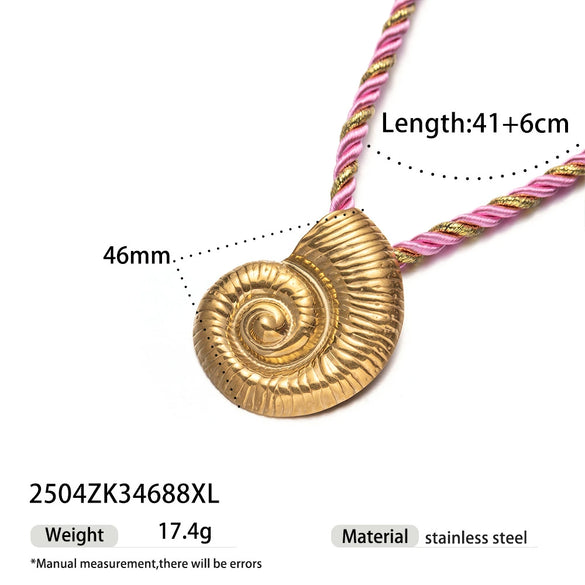 Women's High Color 18K Gold Plated Titanium Steel Conch Sea Star Shell Thick Rope Necklace Fashion Jewelry