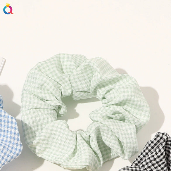 Women's High Elastic Plaid Fabric Hair Tie Handmade Simple Ponytail Hair Accessory For Everyday Styling
