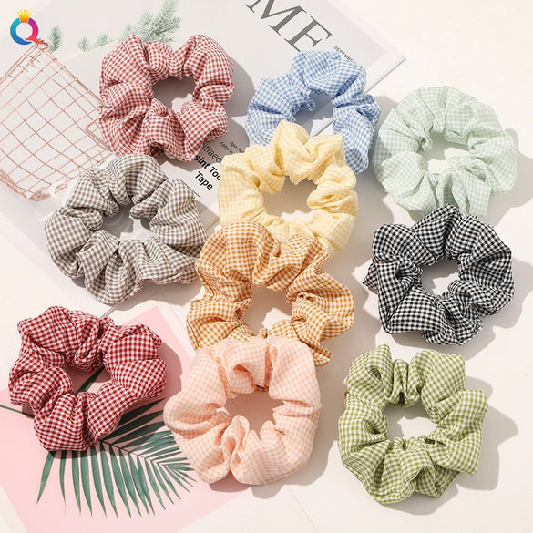 Women's High Elastic Plaid Fabric Hair Tie Handmade Simple Ponytail Hair Accessory For Everyday Styling