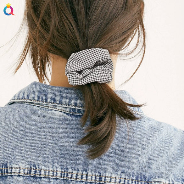 Women's High Elastic Plaid Fabric Hair Tie Handmade Simple Ponytail Hair Accessory For Everyday Styling