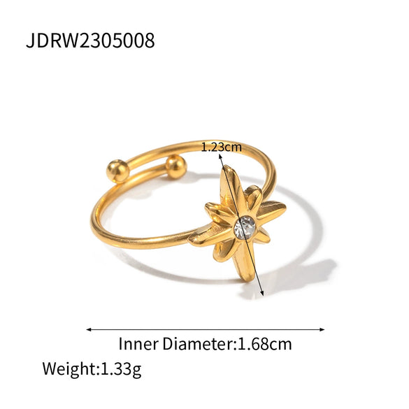 Women's High End Fashionable Open Ring With Geometric Design Made Of Stainless Steel And Electroplated