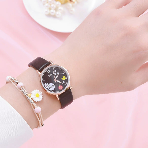 Women's High End Niche Fashion Quartz Watch With Round Dial Canvas Strap Alloy Case And Ordinary Glass Mirror For Versatile Use