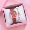 Women's High End Niche Fashion Quartz Watch With Round Dial Canvas Strap Alloy Case And Ordinary Glass Mirror For Versatile Use
