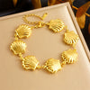 Women's High End Stainless Steel 18K Gold Plated Cuban Chain Bracelet With Geometric Pattern And Scallop Design Electroplated