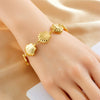 Women's High End Stainless Steel 18K Gold Plated Cuban Chain Bracelet With Geometric Pattern And Scallop Design Electroplated