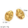 Women's High Sense Oval Hammered Stainless Steel Geometric Earrings 18K Gold Plated