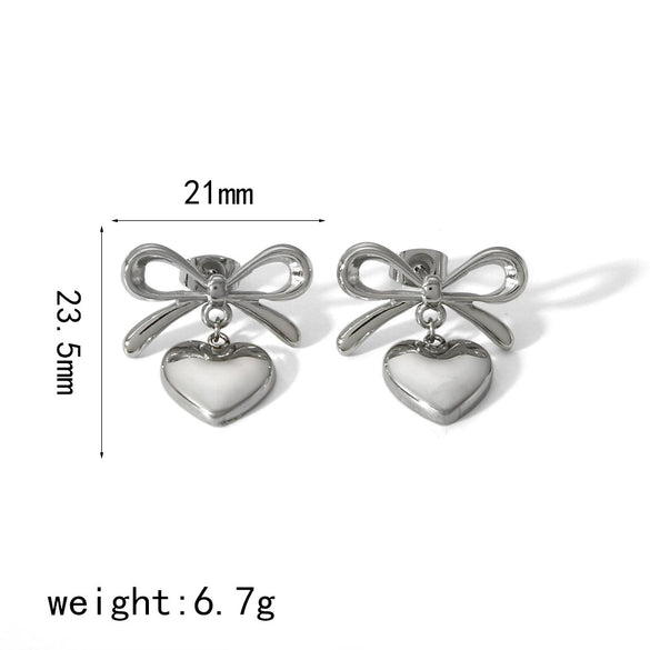 Women's High Sense Stainless Steel Heartshaped 18K Gold Electroplated Earrings