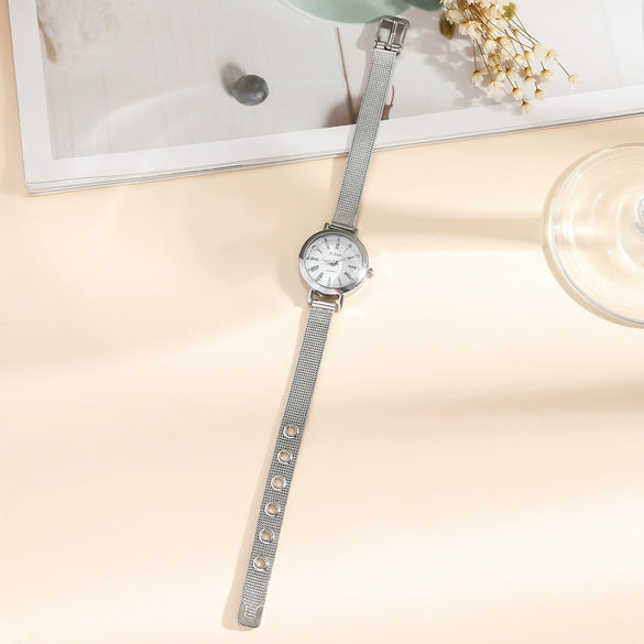 Women's Highclass Cold Style Niche Quartz Watch Alloy Case And Strap Round Dial Simple Elegant Retro