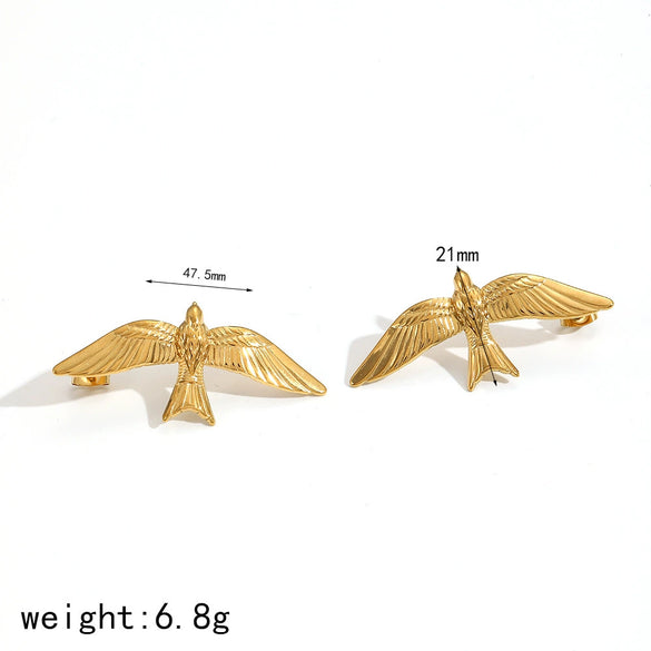 Women's Highend Animal Zodiac Petrel Pigeonshaped Stainless Steel Electroplated Earrings
