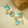 Women's Highend Beach Blue Shell Conch Tassel Titanium Steel Earrings With Electroplating Treatment