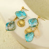Women's Highend Beach Blue Shell Conch Tassel Titanium Steel Earrings With Electroplating Treatment