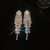 Women's Highend Copper Geometric Zircon Tassel Earrings