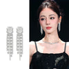 Women's Highend Copper Geometric Zircon Tassel Earrings