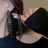 Women's Highend Copper Geometric Zircon Tassel Earrings