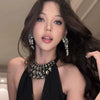 Women's Highend Copper Geometric Zircon Tassel Earrings